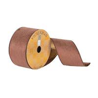 Vickerman 2.5" x 10Yd Chocolate Dupion Wired Ribbon