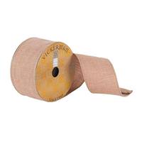 Vickerman 2.5" x 10Yd Tan Woven Dupion Wired Ribbon