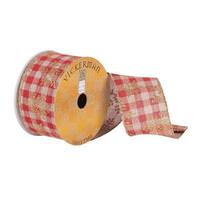 Vickerman 2.5" x 10Yd Red / Tan Plaid Glitter Wired Ribbon