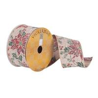 Vickerman 2.5" x 10Yd Frosted Tan Poinsettia Wired Ribbon