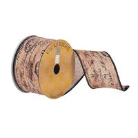 Vickerman 2.5" x 10Yd Natural Wood Holiday Writing Wired Ribbon