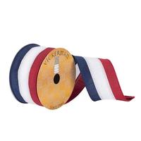 Vickerman 2.5" x 10Yd Red / White / Blue Woven Wired Ribbon