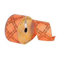 Vickerman 2.5" x 10Yd Orange Argle Diamonds Wired Ribbon