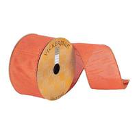 Vickerman 2.5" x 10Yd Orange Woven Dupion Wired Ribbon