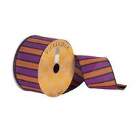 Vickerman 2.5" x 10Yd Orange / Purple Stripe Wired Ribbon