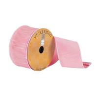 Vickerman 2.5" x 10Yd Pink Woven Dupion Wired Ribbon