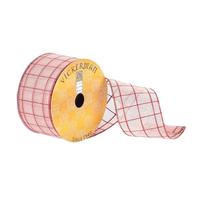 Vickerman 2.5" x 10Yd Red Grid Woven Dupion Wired Ribbon