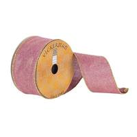 Vickerman 2.5" x 10Yd Mauve / Gold Dupion Wired Ribbon