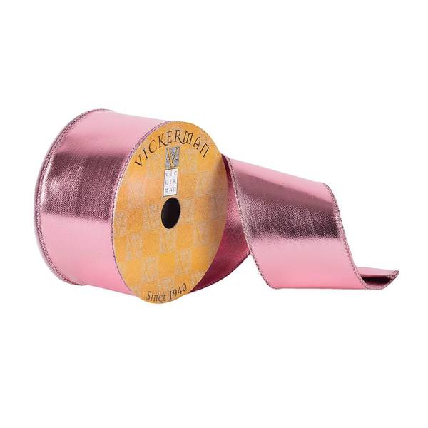 2.5" x 10Yd Pink Metallic Wired Ribbon