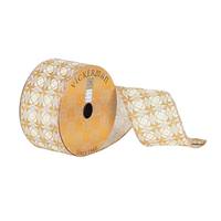 Vickerman 2.5" x 10Yd Gold / Silver Geometric Pattern Wired Ribbon