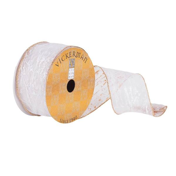 2.5" x 10Yd Rose Gold / Gold Shimmer Flecks Wired Ribbon
