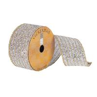 Vickerman 2.5" x 10Yd Silver / Gold Tinsel Wired Ribbon