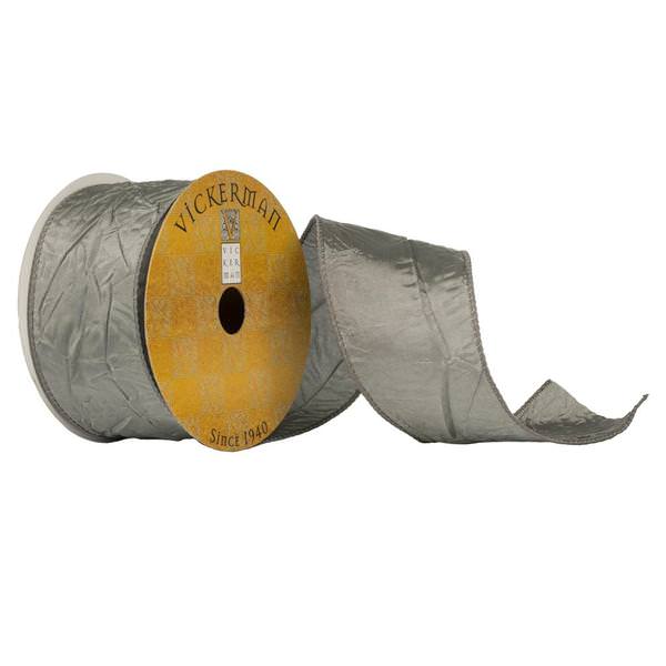 2.5" x 10Yd Pewter Crushed Dupion Wired Ribbon