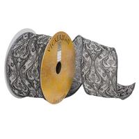 Vickerman 2.5" x 10Yd Pewter / Silver Filigree Ribbon
