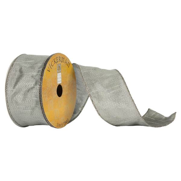 2.5" x 10Yd Silver Woven Dupion Ribbon
