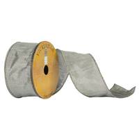 View 2.5" x 10Yd Silver Woven Dupion Ribbon
