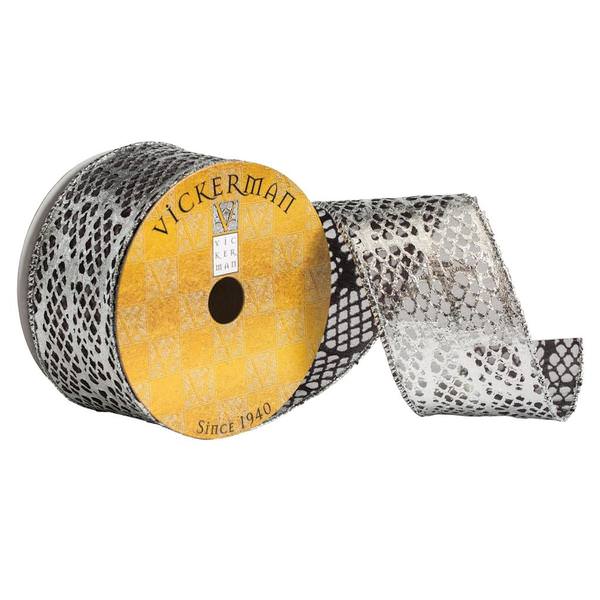 2.5" x 10Yd Silver Metallic Laser Cut Ribbon