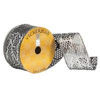 Vickerman 2.5" x 10Yd Silver Metallic Laser Cut Ribbon
