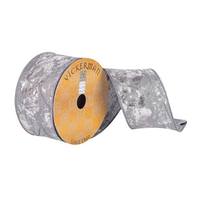 Vickerman 2.5" x 10Yd Silver Crushed Woven Dupion Wired Ribbon