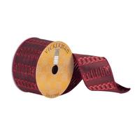 Vickerman 2.5" x 10Yd Red Fret Striped Wired Ribbon