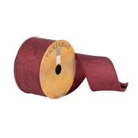 Vickerman 2.5" x 10Yd Burgundy Crushed Woven Dupion Wired Ribbon