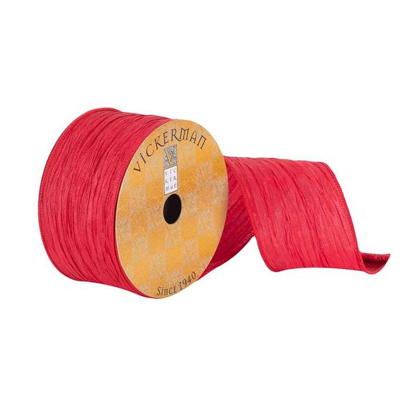 2.5" x 10Yd Red Woven Dupion Wired Ribbon