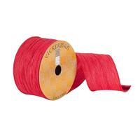 Vickerman 2.5" x 10Yd Red Woven Dupion Wired Ribbon