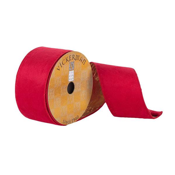 2.5" x 10Yd Red Soft Dupion Wired Ribbon