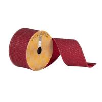 Vickerman 2.5" x 10Yd Red Woven Dot Dupion Wired Ribbon