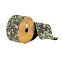 Vickerman 2.5" x 10Yd Green Divet Filigree Pattern Wired Ribbon