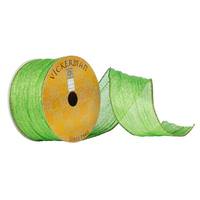 Vickerman 2.5" x 10Yd Green Shimmer Woven Dupion Wired Ribbon