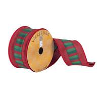 Vickerman 2.5" x 10Yd Red with Red and Green Block Center Wired Ribbon