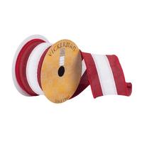 Vickerman 2.5" x 10Yd Red / White Striped Wired Ribbon