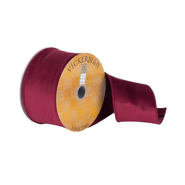 2.5" x 10Yd Burgundy Soft Woven Dupion Wired Ribbon