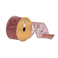 Vickerman 2.5" x 10Yd Red Sequin Woven Dupion Ribbon