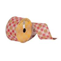 Vickerman 2.5" x 10Yd Natural / Red Plaid with Gold Glitter Dots Ribbon