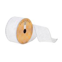 Vickerman 2.5" x 10Yd Silver Stamped Watermark with Glitter Ribbon