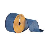 Vickerman 2.5" x 10Yd Dark Blue Woven Dupion Ribbon