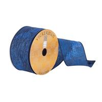 Vickerman 2.5" x 10Yd Midnight Blue Woven Floral Pattern Ribbon