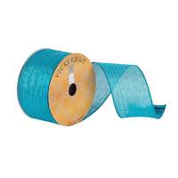 Vickerman 2.5" x 10Yd Turquoise Woven Striped Dupion Ribbon