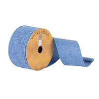 Vickerman 2.5" x 10Yd Forever Blue Woven Dupion Ribbon