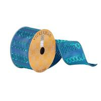 Vickerman 2.5" x 10Yd Blue Fret Strip Woven Dupion Ribbon