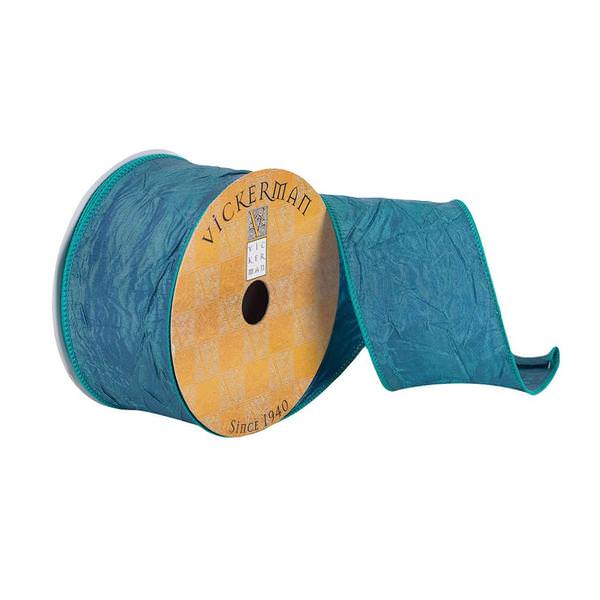 2.5" x 10Yd Forever Blue Crushed Dupion Ribbon