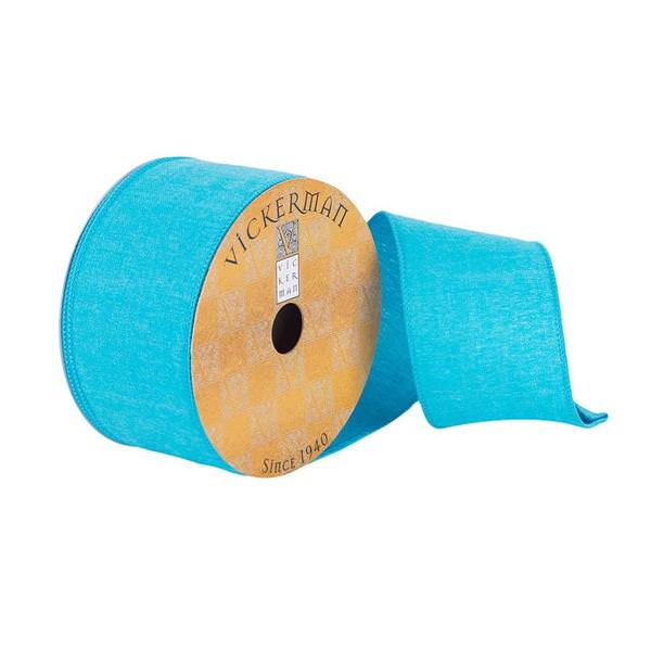2.5" x 10Yd Turquoise Woven Dupion Ribbon