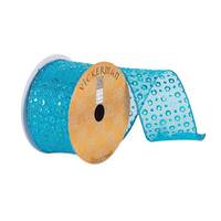 Vickerman 2.5" x 10Yd Blue Semi Sheer Sequin Ribbon