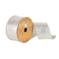 Vickerman 2.5" x 10Yd Silver Circle Woven Dupion Ribbon