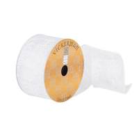 Vickerman 2.5" x 10Yd Silver Dupion White Tree / Snow Pattern Ribbon