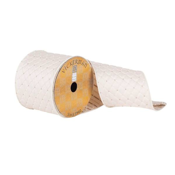 4" x 10Yd Champagne Woven Net Dupion Ribbon