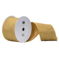 Vickerman 4" x 10yd Gold Woven Paisley Ribbon