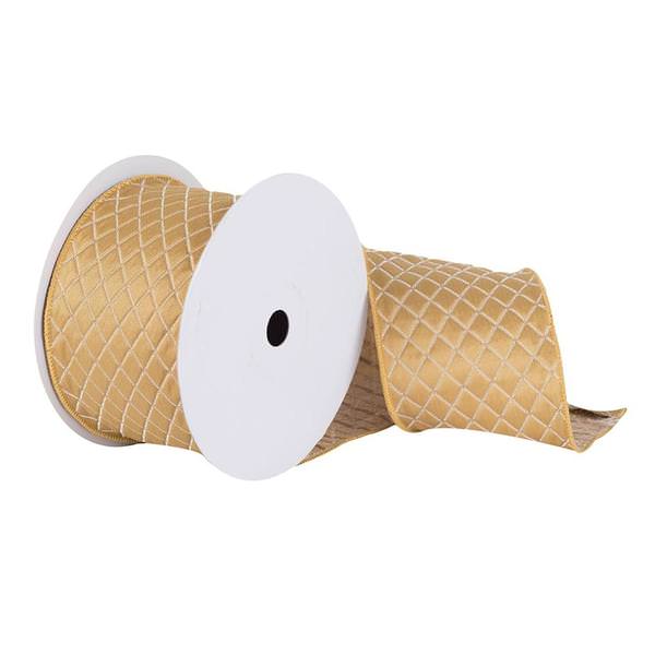 4" x 10Yd Olive Woven Net Dupion Ribbon